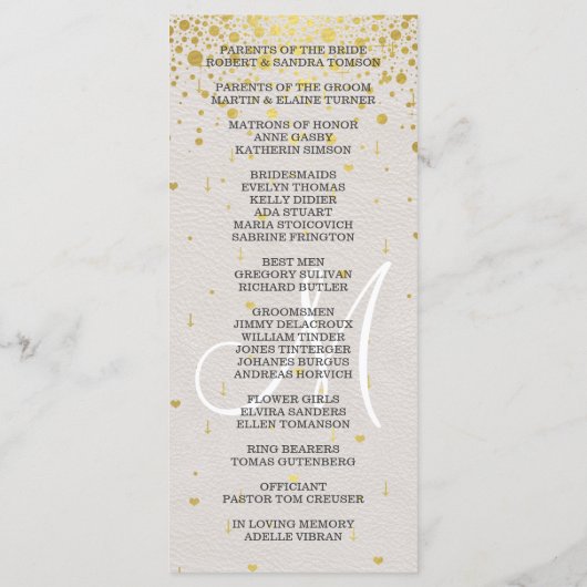 Hochzeitseinladungen | Gold Confetti Custom Progra Programm (Rückseite)
