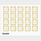 Hochzeitseinladungen | Gold Confetti Monogram Quadratischer Aufkleber (Blatt)