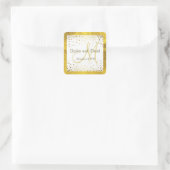 Hochzeitseinladungen | Gold Confetti Monogram Quadratischer Aufkleber (Tasche)