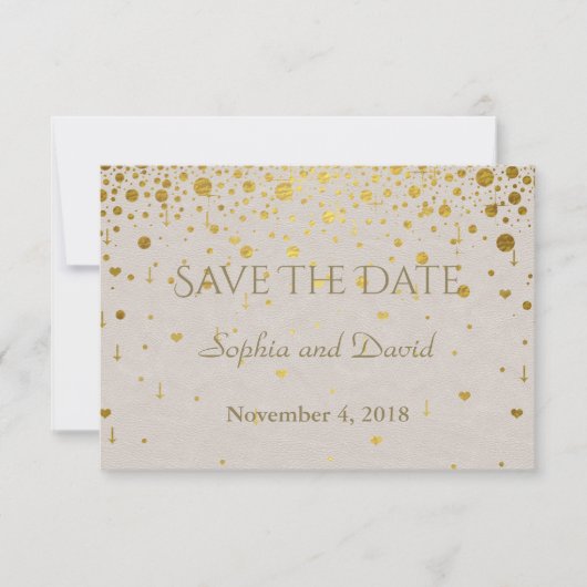 Hochzeitseinladungen | Gold Confetti SAVE THE DATE (Vorderseite)