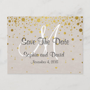 Hochzeitseinladungen   Gold Confetti SAVE THE DATE Ankündigungspostkarte