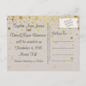 Hochzeitseinladungen | Gold Confetti SAVE THE DATE Ankündigungspostkarte (Rückseite)