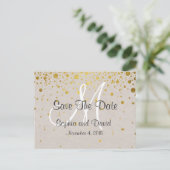 Hochzeitseinladungen | Gold Confetti SAVE THE DATE Ankündigungspostkarte (Stehend Vorderseite)