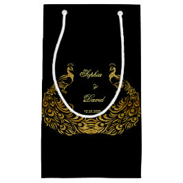 Hochzeitseinladungen | Gold Peacock Black Fevor Ba Kleine Geschenktüte