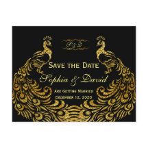 Hochzeitseinladungen | Gold Peacock SAVE THE DATE