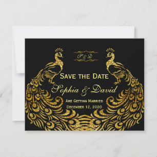 Hochzeitseinladungen   Gold Peacock SAVE THE DATE