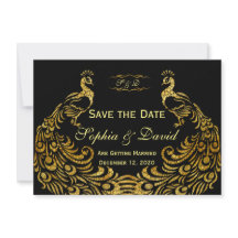 Hochzeitseinladungen | Gold Peacock SAVE THE DATE