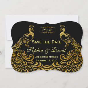 Hochzeitseinladungen   Gold Peacock SAVE THE DATE Einladung