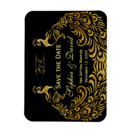 Hochzeitseinladungen | Gold Peacock SAVE THE DATE Magnet