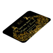Hochzeitseinladungen | Gold Peacock SAVE THE DATE Magnet (Linke Seite)
