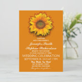 Hochzeitseinladungen in Gelb mit Sonnenblumen Einladung (Stehend Vorderseite)
