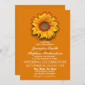Hochzeitseinladungen in Gelb mit Sonnenblumen Einladung (Vorne/Hinten)