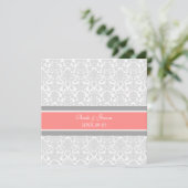 Hochzeitseinladungen Korallenweiße Damast Einladung (Stehend Vorderseite)