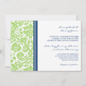 Hochzeitseinladungen Limones Blaues Damast-Muster Einladung (Rückseite)