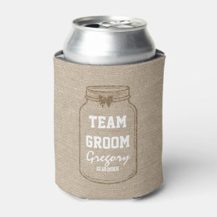 Hochzeitseinladungen Mason Jar Linen TEAM GROOM Dosenkühler