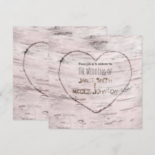 Hochzeitseinladungen mit Birkenbaum und geschnitzt Einladung