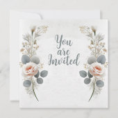 Hochzeitseinladungen mit Blumenstrauß. Einladung (Vorderseite)