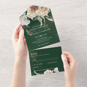 Hochzeitseinladungen mit Rückantwort   BOHO Pampas All In One Einladung