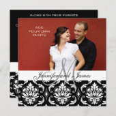 Hochzeitseinladungen mit Verlobung Foto Damask Einladung (Vorne/Hinten)