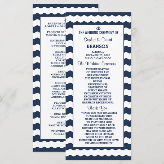 Hochzeitseinladungen | Nautische Marine Programm (Vorne/Hinten)