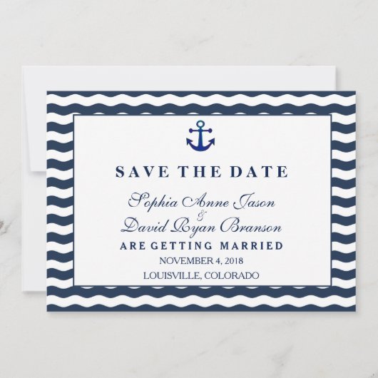 Hochzeitseinladungen | Nautische Marine SAVE THE D Save The Date (Vorderseite)