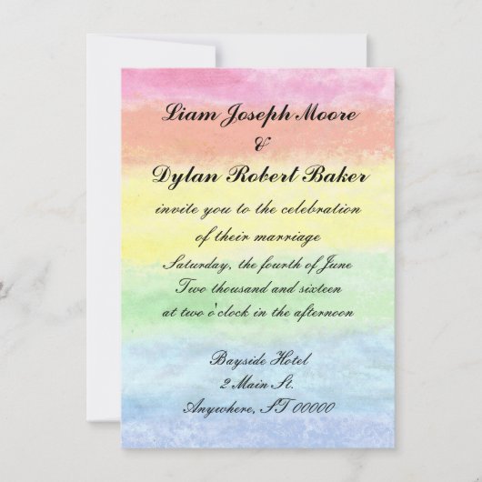Hochzeitseinladungen "Rainbow Watercolor" Einladung (Vorderseite)