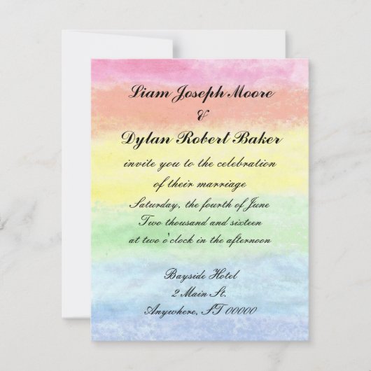 Hochzeitseinladungen "Rainbow Watercolor" Einladung (Vorderseite)