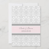 Hochzeitseinladungen Rosa Weiße Damasse Einladung (Vorderseite)