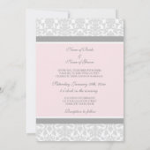 Hochzeitseinladungen Rosa Weiße Damasse Einladung (Rückseite)