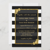 Hochzeitseinladungen | Schwarze Streifen aus Goldf Einladung (Vorderseite)