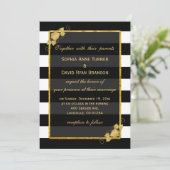 Hochzeitseinladungen | Schwarze Streifen aus Goldf Einladung (Stehend Vorderseite)