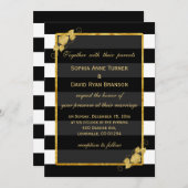 Hochzeitseinladungen | Schwarze Streifen aus Goldf Einladung (Vorne/Hinten)
