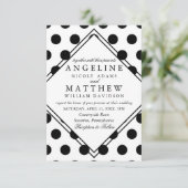 Hochzeitseinladungen| Schwarzer Polka-Dot Einladung (Stehend Vorderseite)