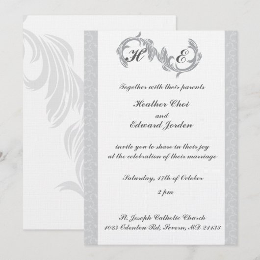 Hochzeitseinladungen Silver Einladung (Vorne/Hinten)