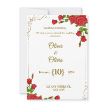 Hochzeitseinladungen, verziert mit roten Rosen, si