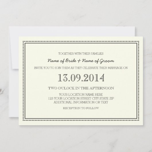 Hochzeitseinladungen Vintag Schwarz-Weiß Einladung (Rückseite)