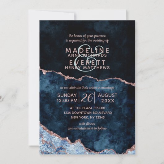 Hochzeitseinladungen von Navy Blue Rose Einladung (Vorderseite)