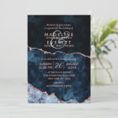 Hochzeitseinladungen von Navy Blue Rose Einladung (Stehend Vorderseite)