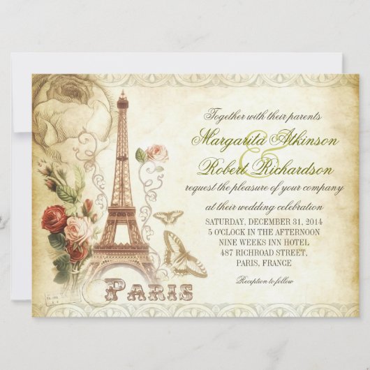 Hochzeitseinladungen von PARIS Einladung (Vorderseite)