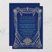 Hochzeitseinladungsc$blaunacht u. -silber einladung (Vorne/Hinten)