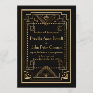 Hochzeitseinladungskarte, Great Gatsby, schwarz, g Einladung