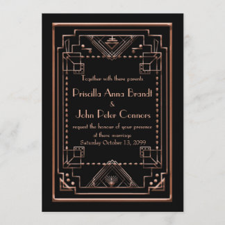 Hochzeitseinladungskarte, Great Gatsby, schwarz pi Einladung
