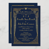 Hochzeitseinladungskarte, großes Gatsby, Marine, Einladung (Vorne/Hinten)