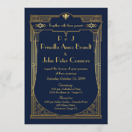 Hochzeitseinladungskarte, großes Gatsby, Marine, Einladung