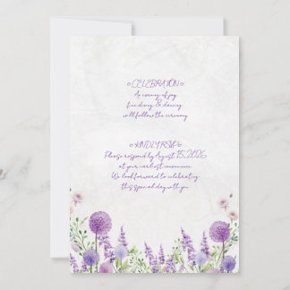 Hochzeitseinladungskarte lila Blumen  Einladung