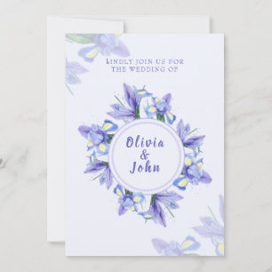 Hochzeitseinladungskarte lila Iris-Blumen Einladung