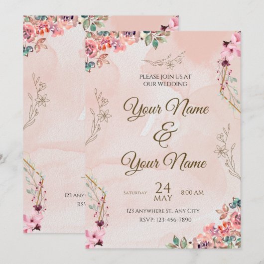 Hochzeitseinladungskarte Programm (Vorne/Hinten)