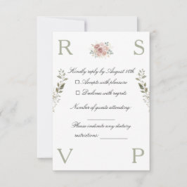 Hochzeitseinladungskarte verziert mit Blumen RSVP Karte