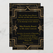 Hochzeitseinladungsschwarzes u. -gold, groß-Gatsby Einladung (Vorne/Hinten)