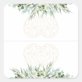 Hochzeitselegante Heart Foliage Divider Tabs Quadratischer Aufkleber